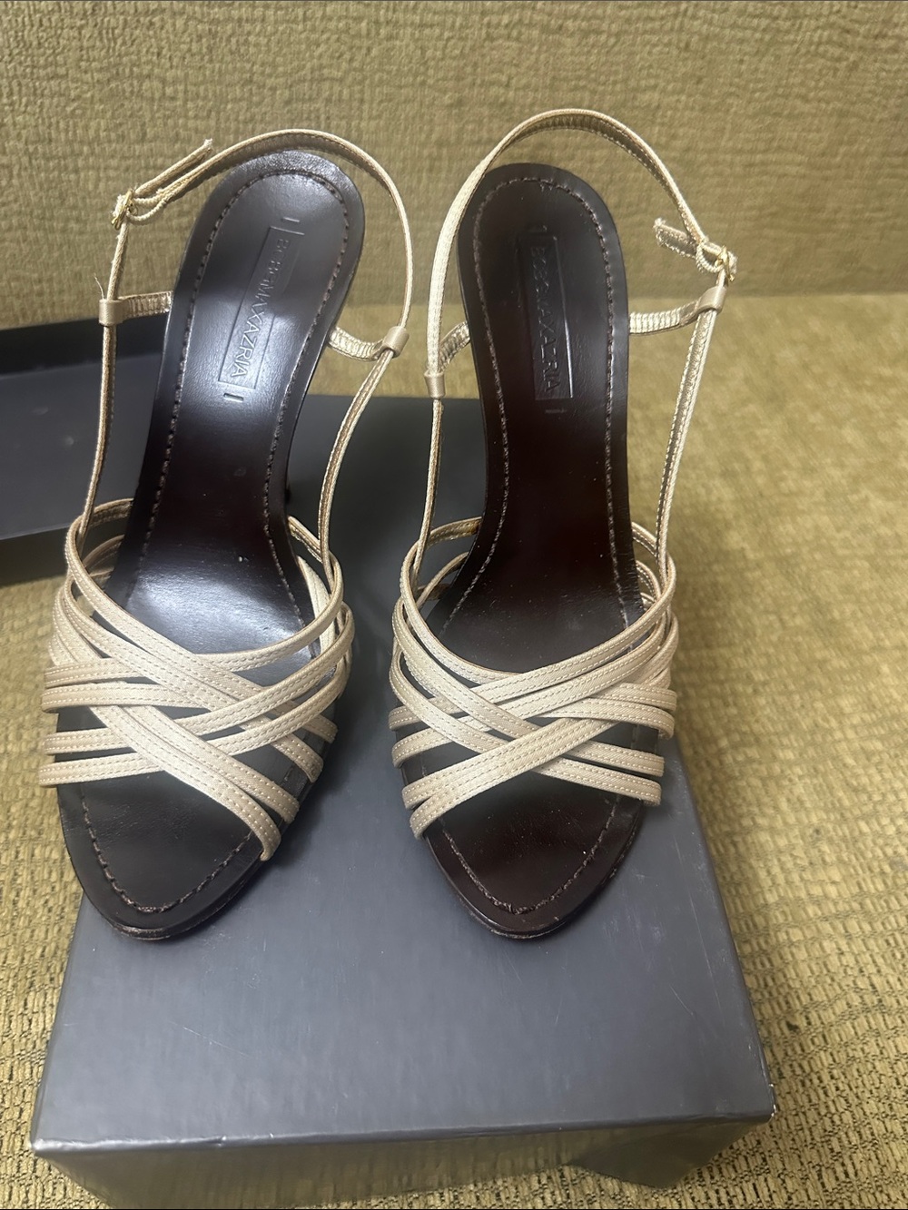 BCBG Max Azria Nude Strappy Slingback 4” Heels Size 8 - Picture 2 of 5